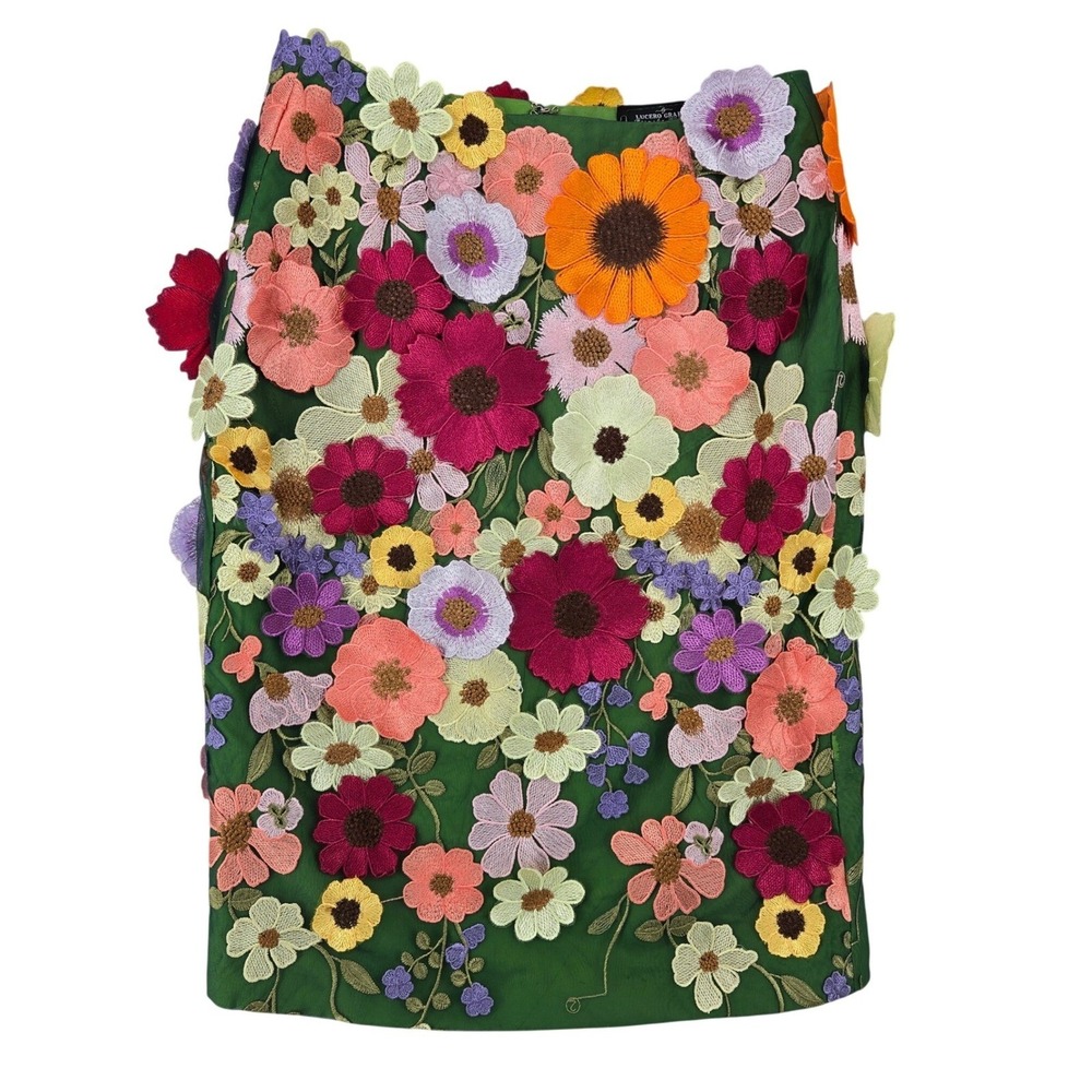 Lucero Graham‎ NEW Womens MEDIUM 3D Floral Garden Embroidered Skirt Taylor Swift
